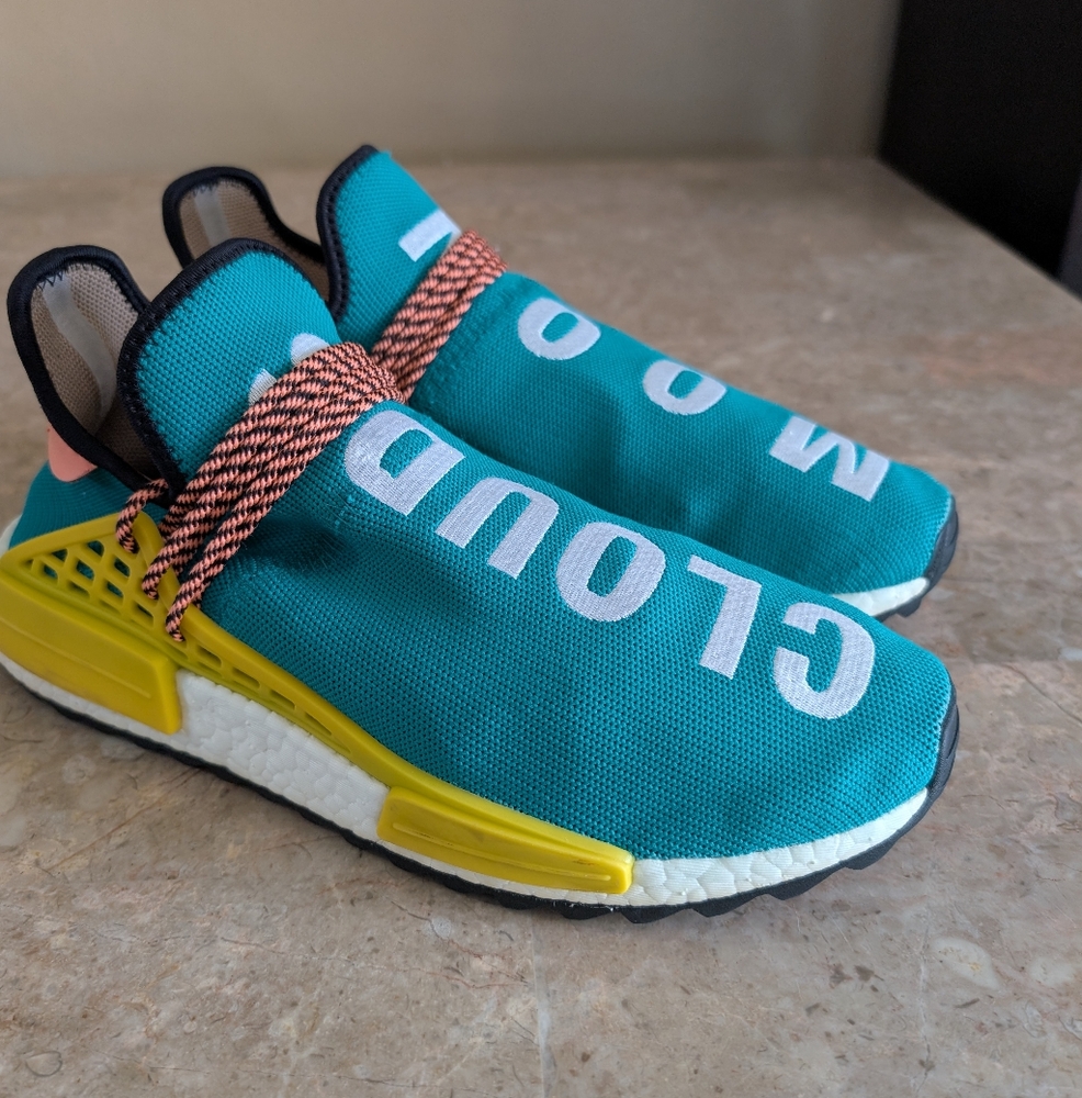 Adidas Human Race NMD (2017) Pharrell Sun Glow -Blue Green shoes Men Size 10.5